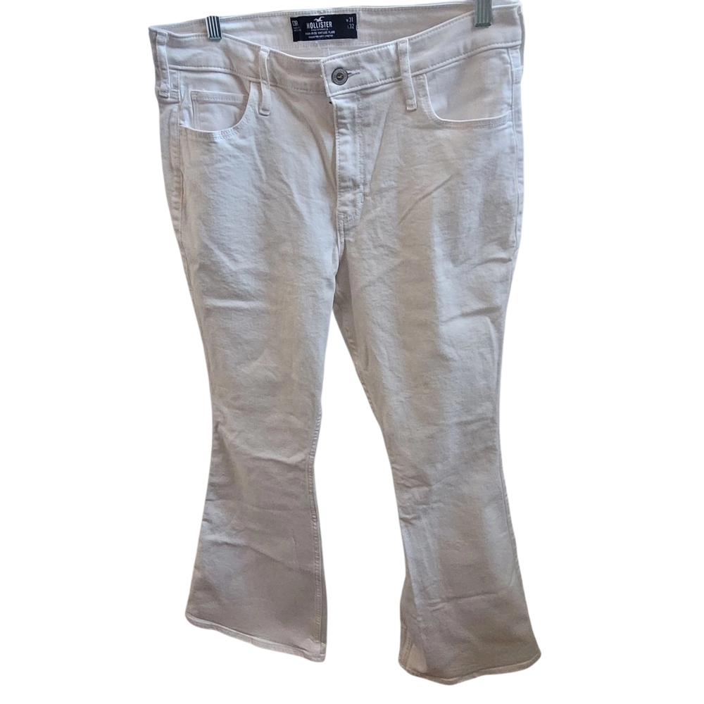 Hollister Womens Stretch 31x32 High-Rise Vintage Flare White Jeans